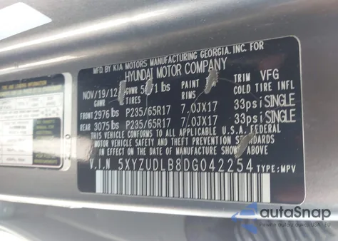 2013 Hyundai Santa Fe Sport from USA, damaged, VIN 5XYZUDLB8DG042254